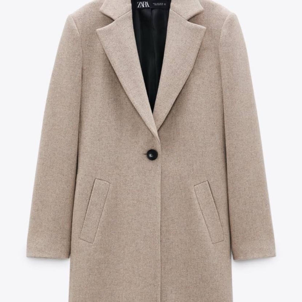 Zara Wool Blend Coat in Sand